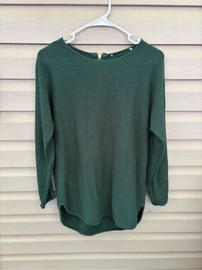 Michael Kors Gold-Zip Knit Top in Deep Green